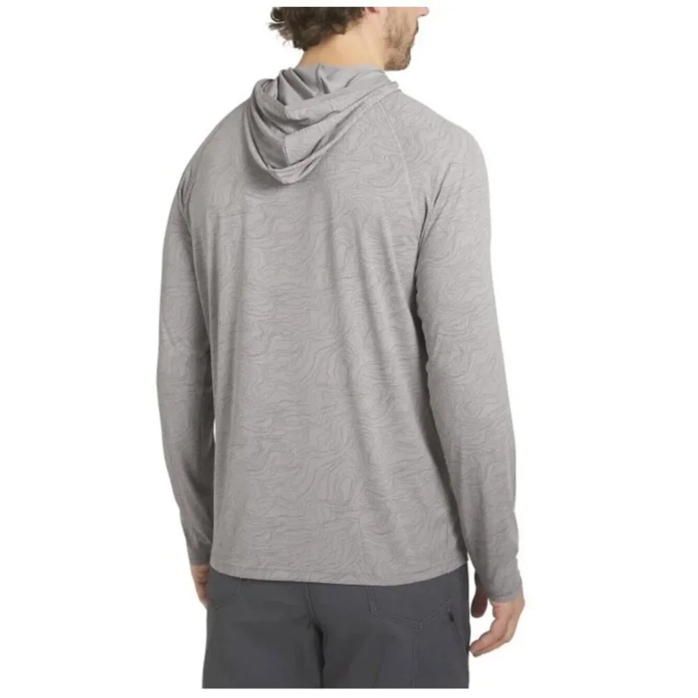 Eddie Bauer Men's S Gray Pattern Solarfoil Hoodie Lightweight Activewear